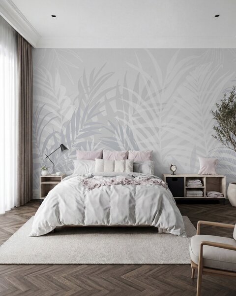 Fototapety Trendy tropické listy světle modré, Fototapety příroda, w02026v3 : uwalls.cz