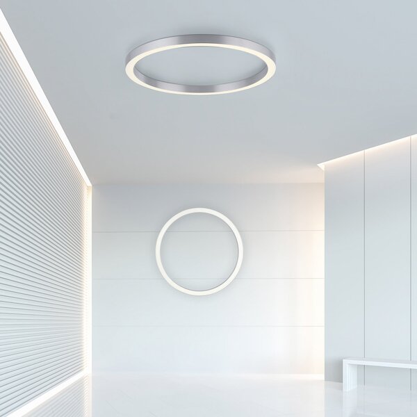 Stropní Lampa PURE, PURE Lines Round, stmívatelné, Šedá, Obývací pokoj, Kov, Moderní