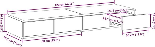 VidaXL Zásuvky pod postel 120 x 36,5 x 16,5 cm [866942] Barva: Bílá