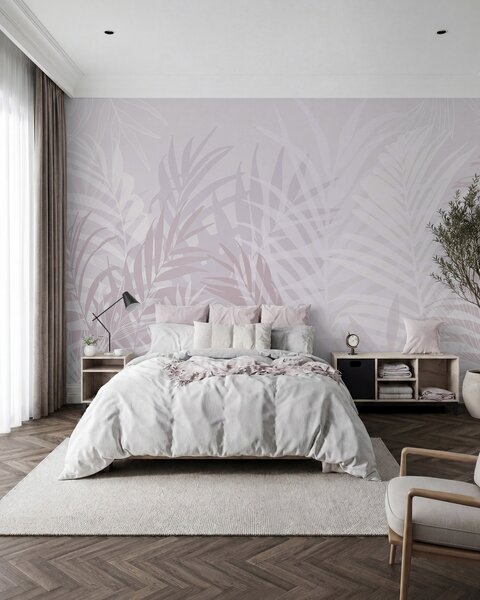 Fototapety Trendy tropické listy růžové barvy, Fototapety příroda, Fototapety palmové listy, w02026v4 : uwalls.cz