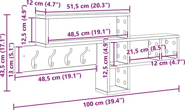 VidaXL Nástěnný věšák na kabáty Nástěnná montáž [874418] Barva: Bílá