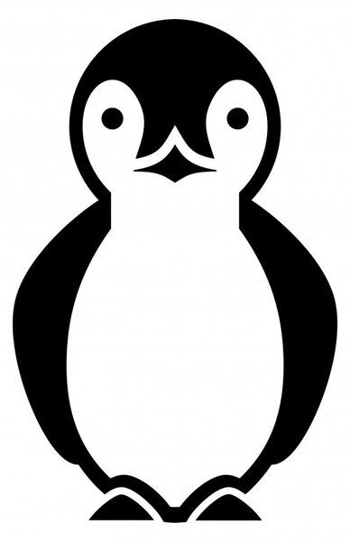 Tučňák - samolepky na zeď zvířátka tmavě hnědá