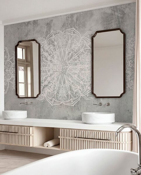 Fototapety Detailní, složitý bílý krajkový vzor mandaly na, Fototapety teen room, Fototapety pro dospívajícího chlapce, w08387 : uwalls.cz