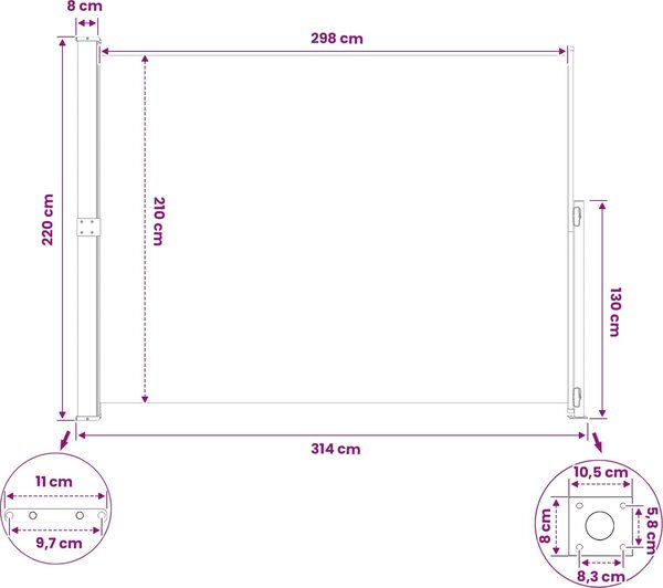 VidaXL Výsuvná boční markýza Obdélníkový 220 x 300 cm Polyester [42035321] Barva: antracitová