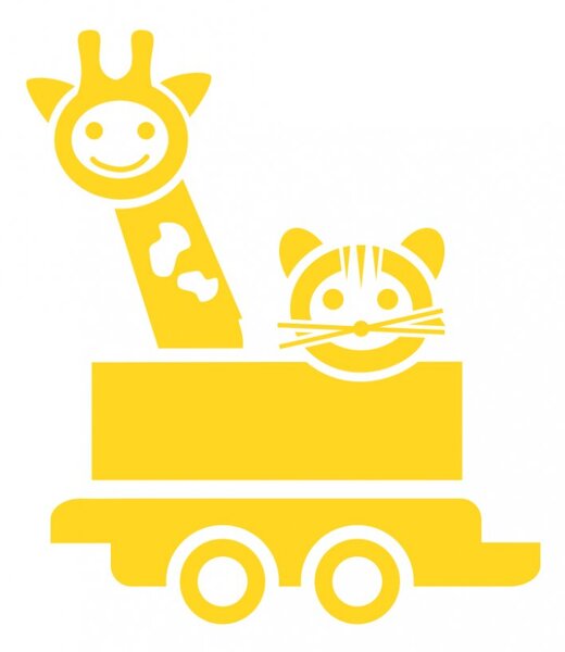 Vagón s žirafou a tygříkem - dětské samolepky na zeď vlaky šedá