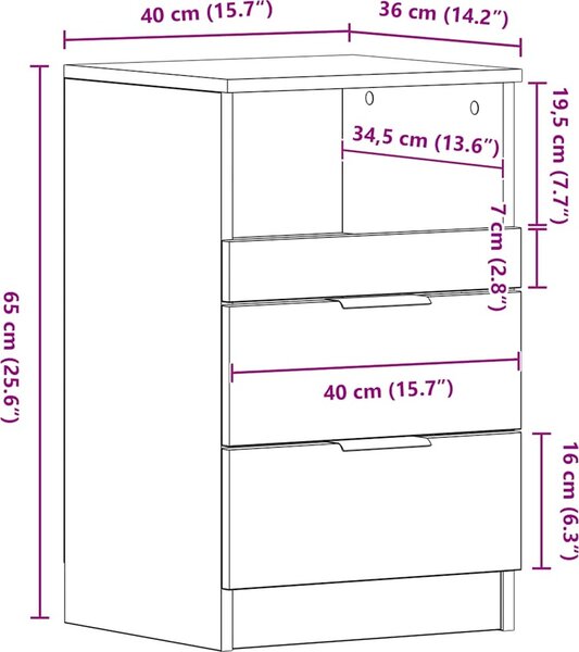 VidaXL Noční stolek kompozitní dřevo [856844] Barva: šedá sonoma