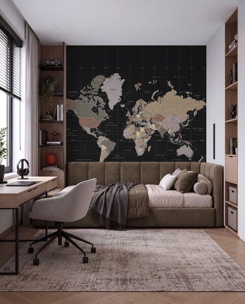 Fototapety Mapa světa se zakreslenými různými zeměmi, Fototapety mapy světa, u99477d1 : uwalls.cz