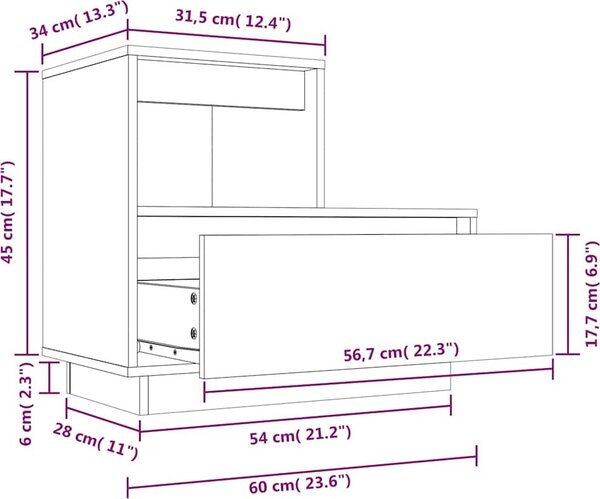 VidaXL Noční stolek 60 x 34 x 51 cm masivní borové dřevo [814376] Barva: Přírodní