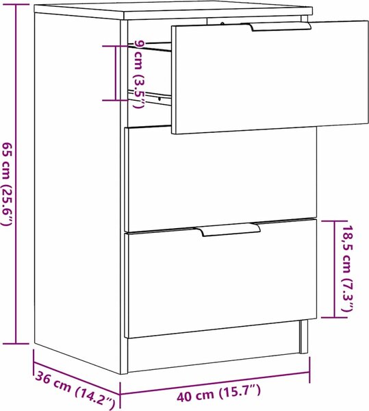 VidaXL Noční stolek 40 x 36 x 65 cm [856932] Barva: dub sonoma