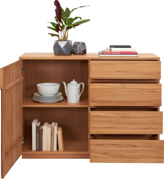 KOMODA, jádrový buk, barvy buku, 120/89,2/41 cm Linea Natura - Široké komody
