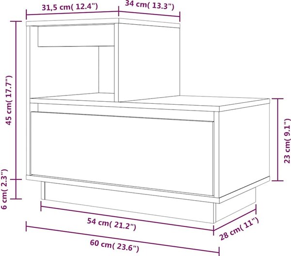 VidaXL Noční stolek 60 x 34 x 51 cm masivní borové dřevo [814376] Barva: Přírodní