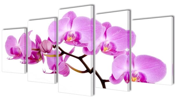 Sada obrazů, tisk na plátně, orchidej, 200 x 100 cm