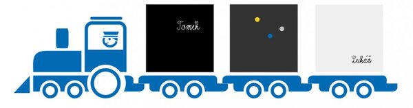 Vlak s tabulemi - dětské samolepky na zeď vlaky fialová