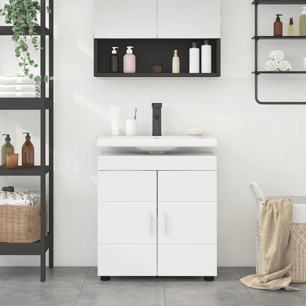 VidaXL Sada koupelnových skříněk TULUM 60 x 34 x 63 cm [880330] Barva: Vysoký lesklý bílý