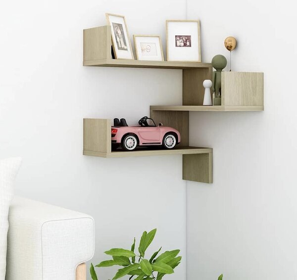 VidaXL Nástěnná rohová police 40 x 40 x 49,5 cm kompozit [807239] Barva: dub sonoma