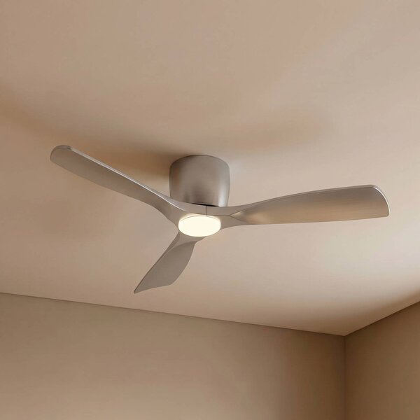 Lucande Smart LED stropní ventilátor Moneno, stříbrný, DC, Tuya, stmívatelný, Chrom / stříbro, Obývací pokoj / jídelna, kov, Moderní