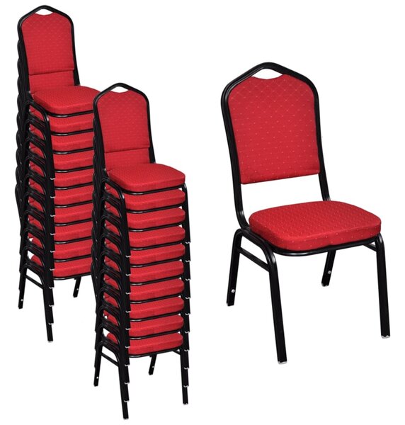 Jídelní židle 20 ks červené textil