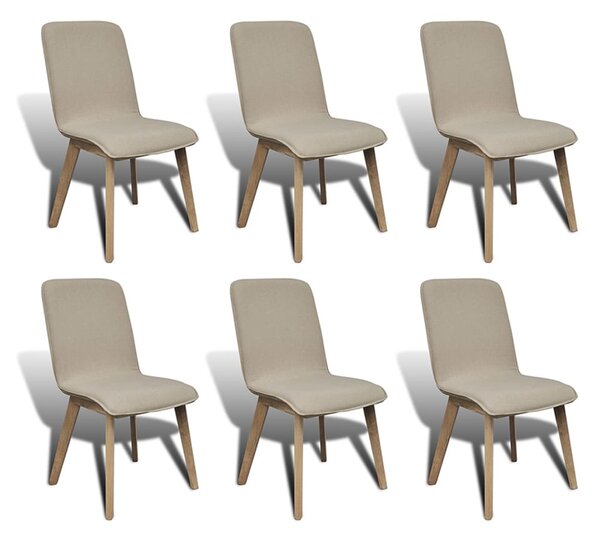 Jídelní židle 6 ks béžové textil a masivní dubové dřevo