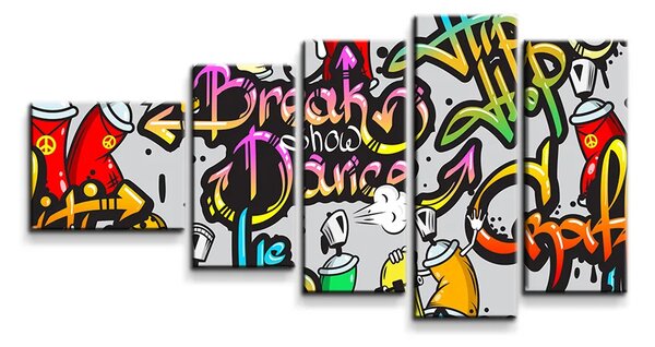Sablio Obraz - 5-dílný Graffiti - 100x60 cm