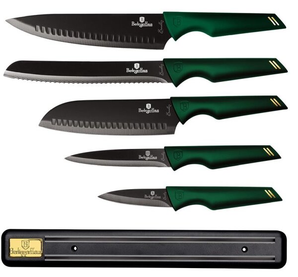 BERLINGERHAUS Sada nožů s nepřilnavým povrchem 6 ks Emerald Collection s magnetickým držákem BH-2696