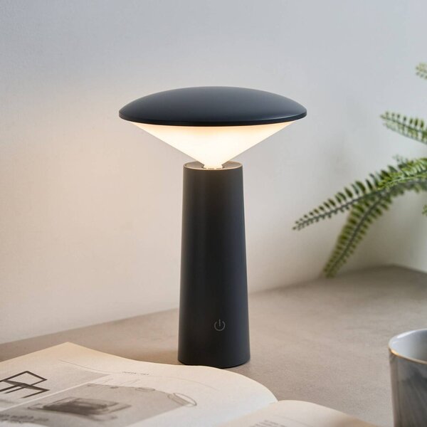 Pauleen LED stolní lampa na baterii ADORABLE SPARK, šedá, 21 cm, IP44, stmívatelný, Hliník / šedá / zinek, Obývací pokoj / jídelna, Plast, Young lifestyle