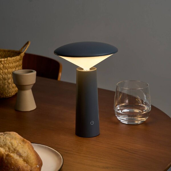 Pauleen LED stolní lampa na baterii ADORABLE SPARK, šedá, 21 cm, IP44, stmívatelný, Hliník / šedá / zinek, Obývací pokoj / jídelna, Plast, Young lifestyle