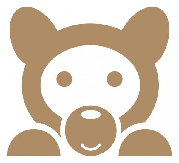 Vykukující medvídek - dětské samolepky na zeď lesní zvířátka oříšková