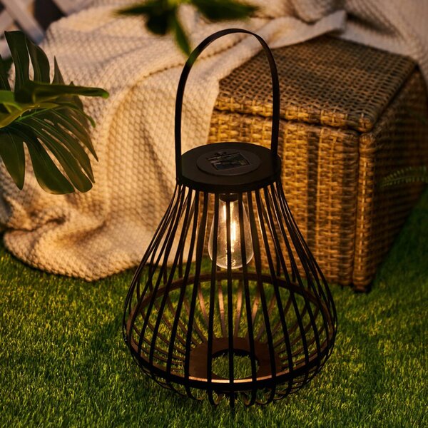 Pauleen LED solární stolní lampa SUNSHINE SPARK, černá, 34 cm, IP44, Černá, Bambus, Young lifestyle