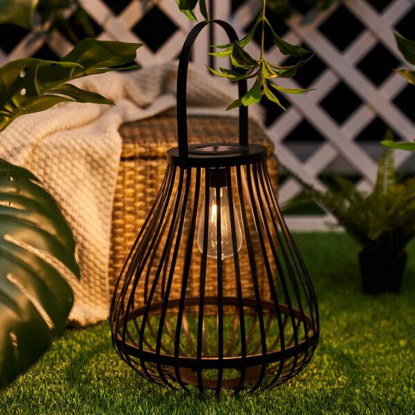 Pauleen LED solární stolní lampa SUNSHINE SPARK, černá, 34 cm, IP44, Černá, Bambus, Young lifestyle
