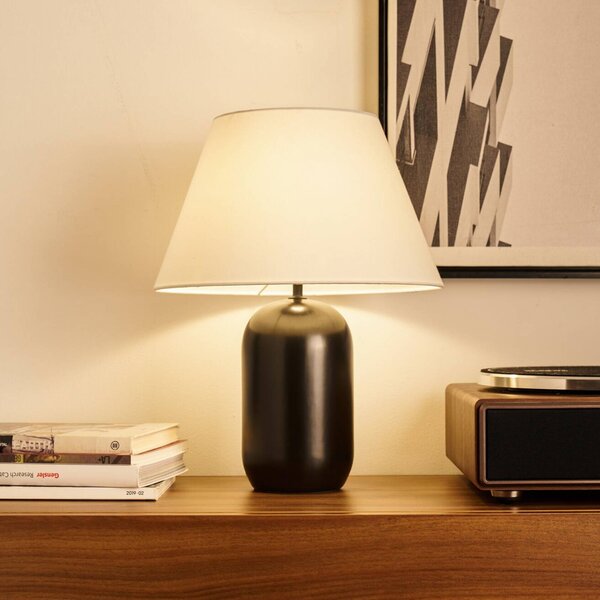 Pauleen Stolní lampa MYSTIC SHINE, bílá/černá, výška 45 cm, Bílá / opál, Obývací pokoj / jídelna, Textil / tkanina / hedvábí, Young lifestyle