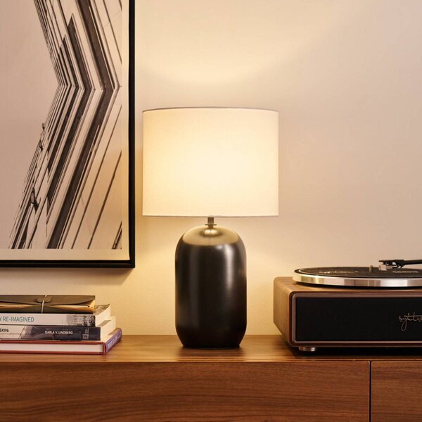 Pauleen Stolní lampa MYSTIC SHINE, bílá/černá, výška 30 cm, Bílá / opál, Obývací pokoj / jídelna, Textil / tkanina / hedvábí, Young lifestyle
