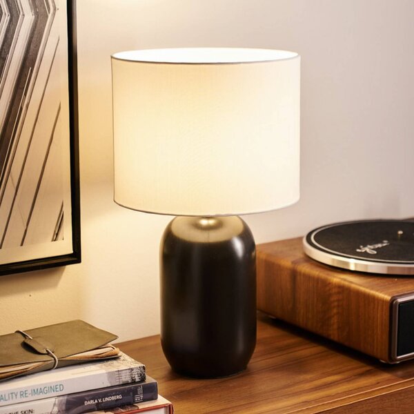 Pauleen Stolní lampa MYSTIC SHINE, bílá/černá, výška 30 cm, Bílá / opál, Obývací pokoj / jídelna, Textil / tkanina / hedvábí, Young lifestyle