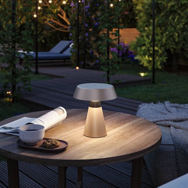 Paulmann LED stolní lampa Lirox s akumulátorem, béžová/černá, 20 cm, IP44, stmívatelný, Krémová / jantar, Obývací pokoj / jídelna, kov, Moderní