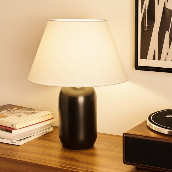 Pauleen Stolní lampa MYSTIC SHINE, bílá/černá, výška 45 cm, Bílá / opál, Obývací pokoj / jídelna, Textil / tkanina / hedvábí, Young lifestyle