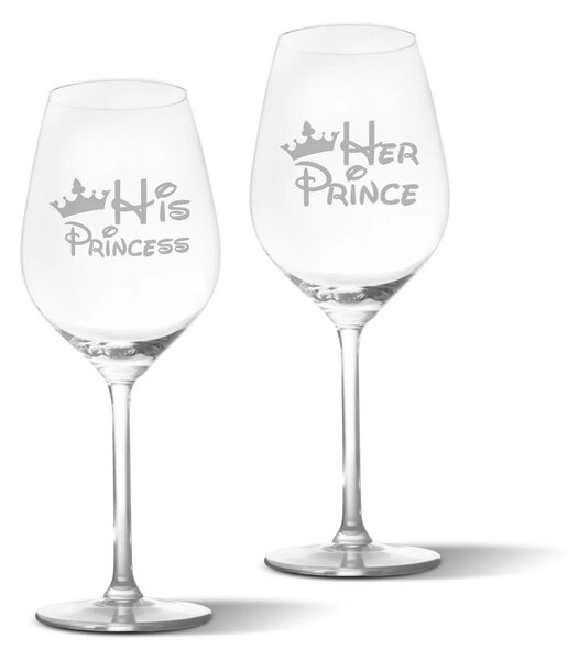 Sablio Skleničky na víno Princ a princess: 2 x 49 cl