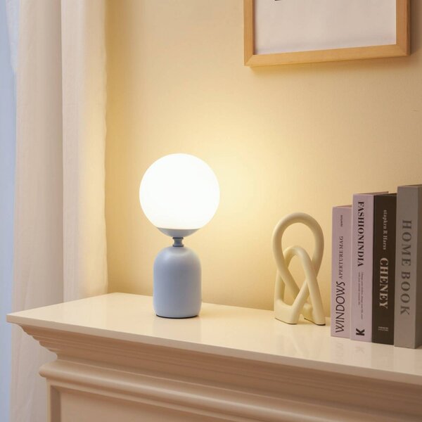 Pauleen Stolní lampa GLOWING CHARM, modrá, výška 30 cm, Hliník / šedá / zinek, Obývací pokoj / jídelna, Sklo, Young lifestyle, Koule
