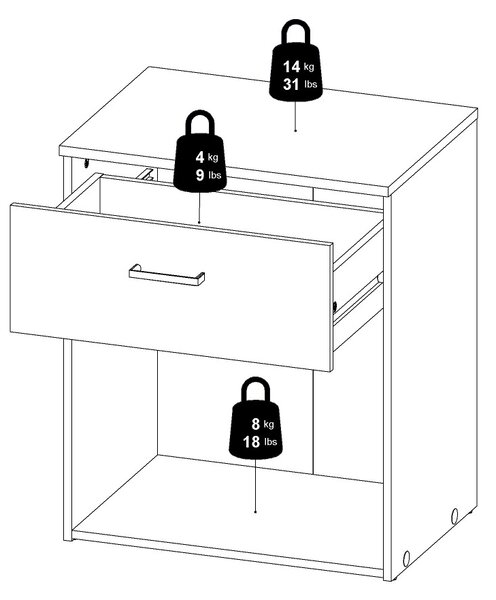 Noční stolek Space 70407 1s dub sonoma/bílá