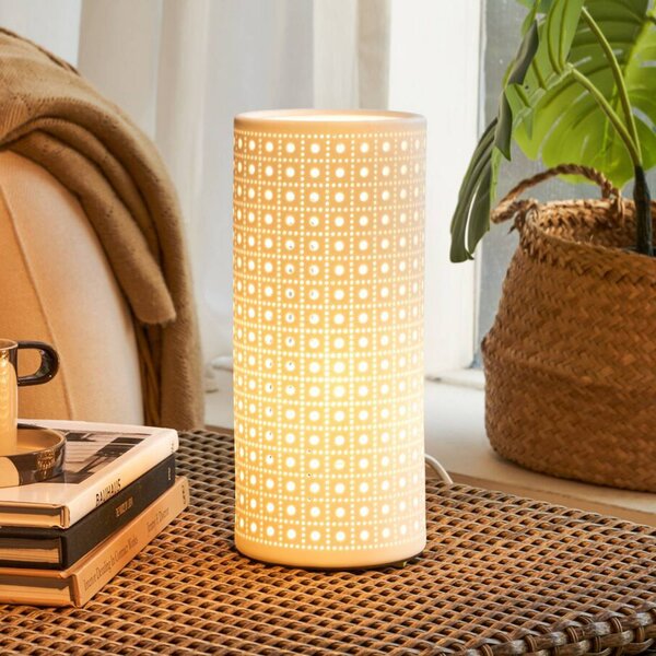 Pauleen Stolní lampa PURE SUNKISS, bílá, výška 27 cm, porcelán, Bílá / opál, Obývací pokoj / jídelna, Keramika, Young lifestyle
