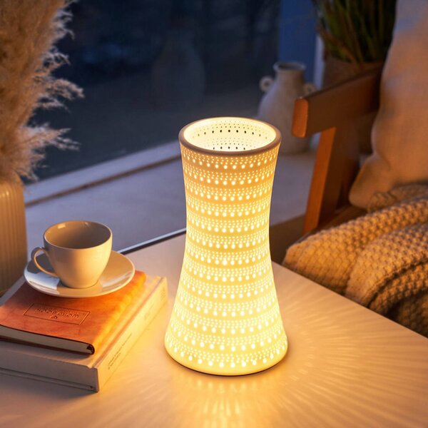 Pauleen Stolní lampa DREAMY SUNKISS, bílá, výška 29 cm, porcelán, Bílá / opál, Obývací pokoj / jídelna, Keramika, Young lifestyle