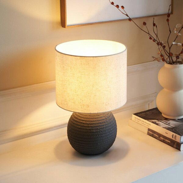 Pauleen Stolní lampa PURE BEAUTY, bílá/antracitová, výška 36 cm, Bílá / opál, Obývací pokoj / jídelna, Textil / tkanina / hedvábí, Young lifestyle