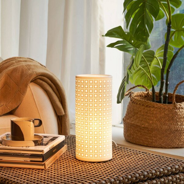 Pauleen Stolní lampa PURE SUNKISS, bílá, výška 27 cm, porcelán, Bílá / opál, Obývací pokoj / jídelna, Keramika, Young lifestyle