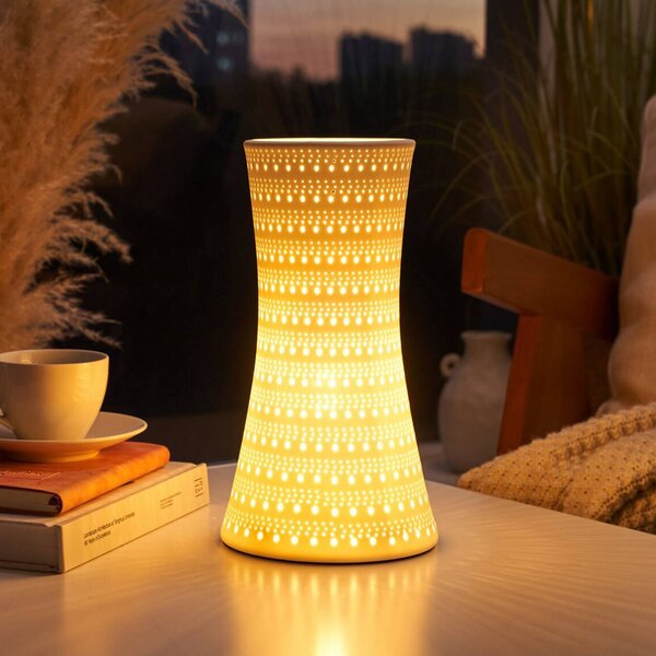 Pauleen Stolní lampa DREAMY SUNKISS, bílá, výška 29 cm, porcelán, Bílá / opál, Obývací pokoj / jídelna, Keramika, Young lifestyle
