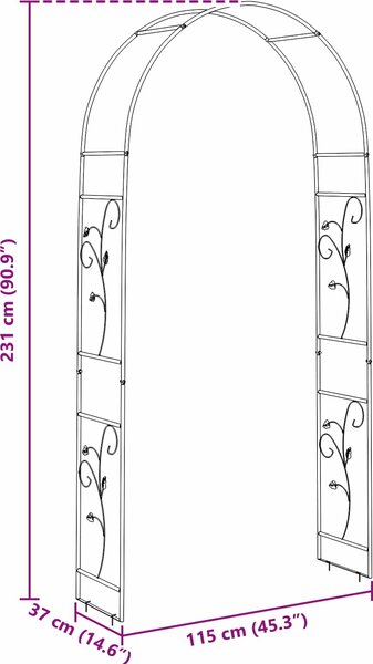 VidaXL Zahradní oblouk 115 x 37 x 231 cm [42021352] Barva: Zelená