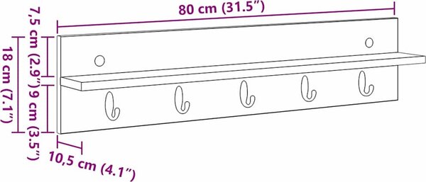 VidaXL Nástěnný věšák na kabáty Nástěnná montáž [874402] Barva: dub sonoma