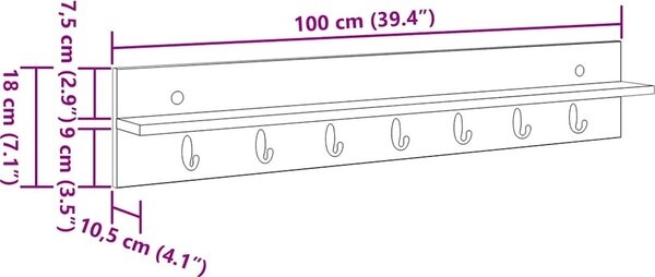 VidaXL Nástěnný věšák na kabáty Nástěnná montáž [874410] Barva: dub sonoma