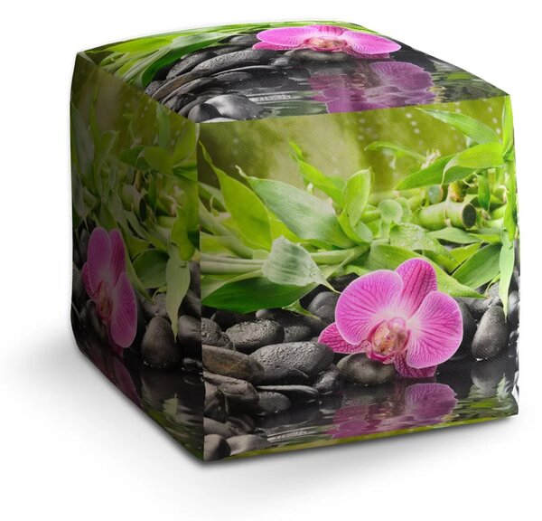 Sablio Taburet Cube Růžová orchidej - 40x40x40 cm