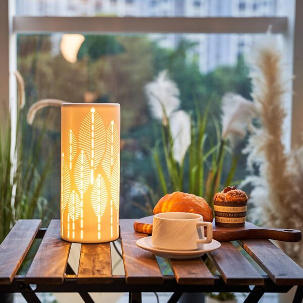 Pauleen Stolní lampa WARM SUNKISS, bílá, výška 27 cm, porcelán, Bílá / opál, Obývací pokoj / jídelna, Keramika, Young lifestyle