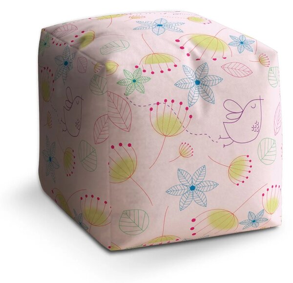 Sablio Taburet Cube Barevné obrázky - 40x40x40 cm