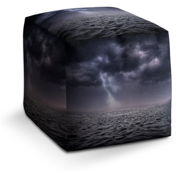 Sablio Taburet Cube Bouře nad mořem - 40x40x40 cm
