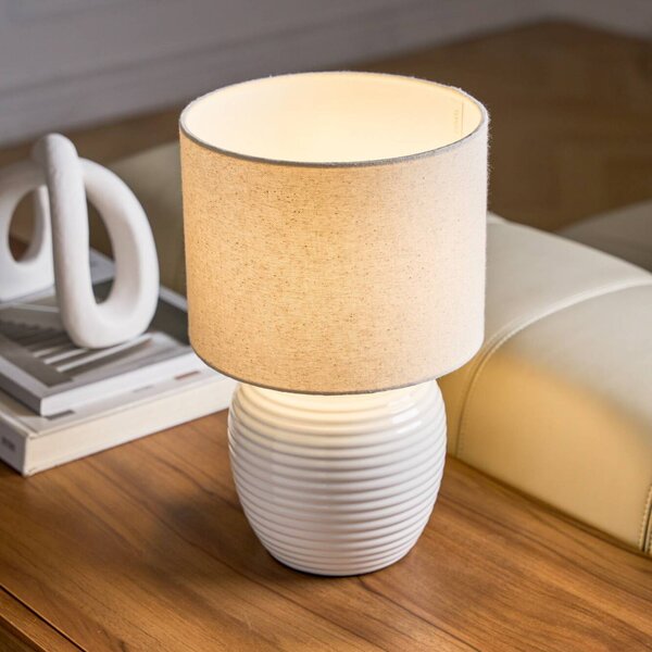 Pauleen Stolní lampa LOVELY CHARM, béžová, výška 33 cm, textil, Krémová / jantar, Obývací pokoj / jídelna, Textil / tkanina / hedvábí, Young lifestyle